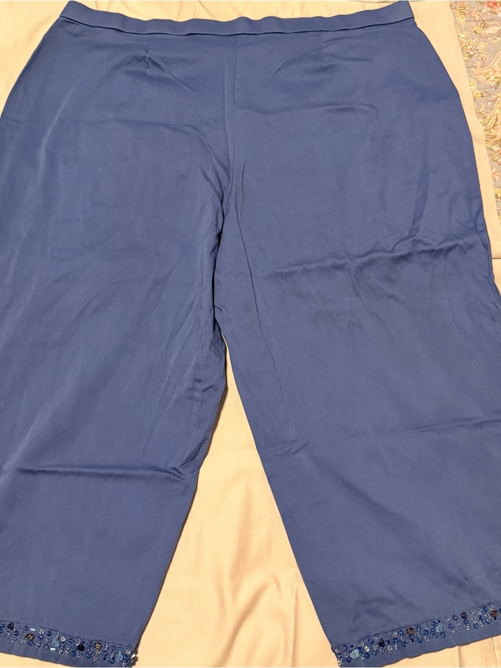 Avenue Blue Cropped Beaded Hem Pants